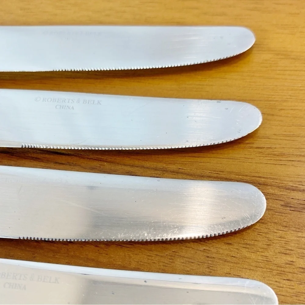 Roberts & Belk Lot of 6 Dinner Knives Continental Bead Discontinued Grp B